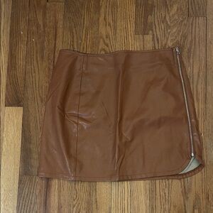 Windsor Brown Faux Leather Mini Skirt